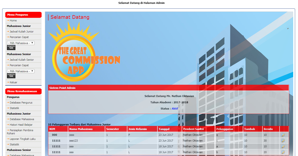 halaman depan website monitoring akademik