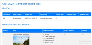 hasil ujian Computer Assisted Test